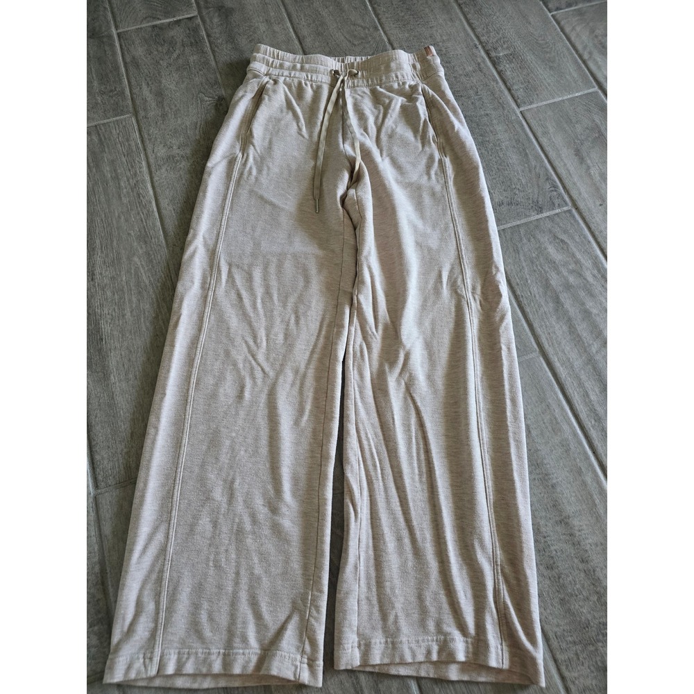 Travis Mathew Womens Cloud Terry Wide Leg Lounge Pants Oatmeal Beige Tencel XS